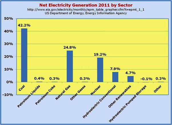 Net Electricity Generation 2011 by Sector